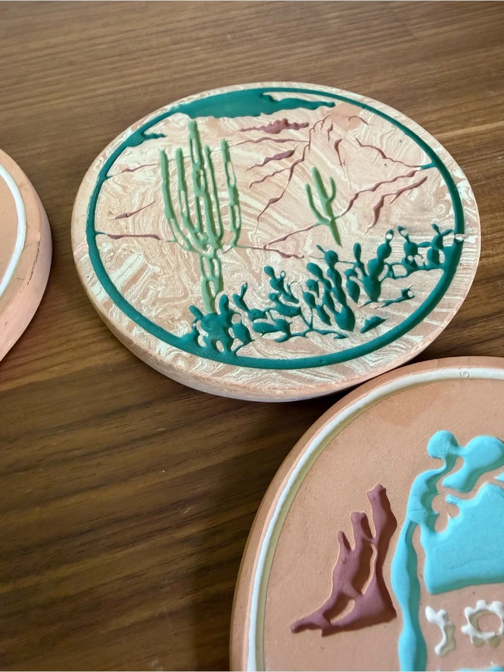 🌵 Vintage Southwestern Terracotta Coasters - Set of 5 🌵